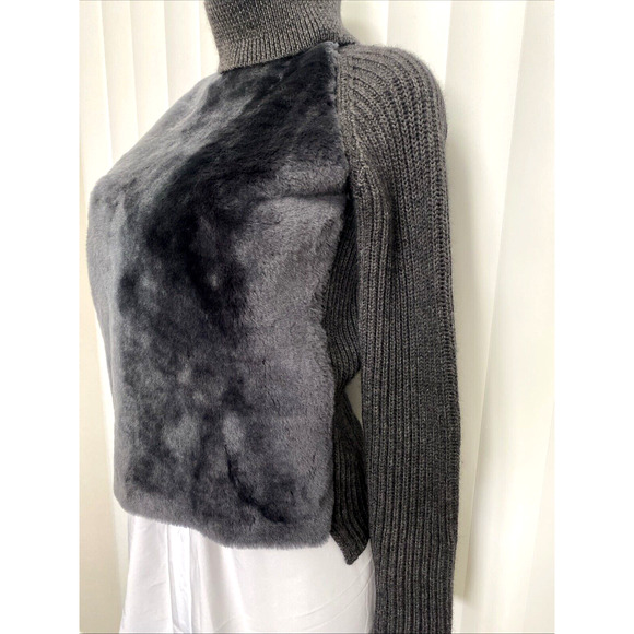 NWT Massimo Dutti Sheephair Fur Pullover Sweater Knit Long Sleeve Gray S - Picture 3 of 9